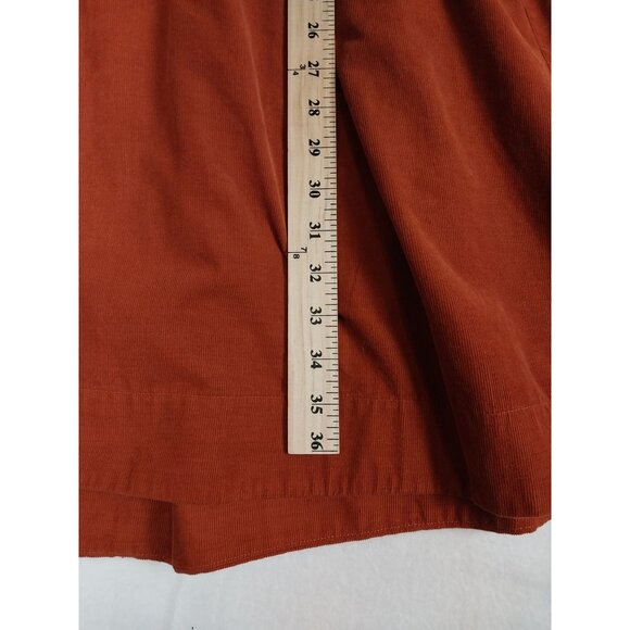Madewell Corduroy Puff-Sleeve Mini Dress Burnt Orange Pockets  Sz L - Picture 14 of 14